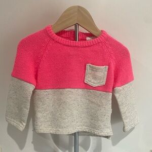 Rosie Pope Baby Girl Neon Pink and Confetti Gray Speckled Sweater 12-18 Months